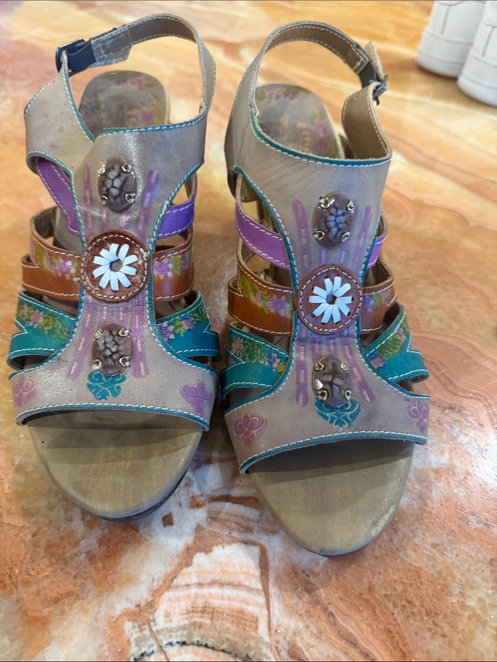 Boho Floral Multi-Color Strappy Women’s Sandals